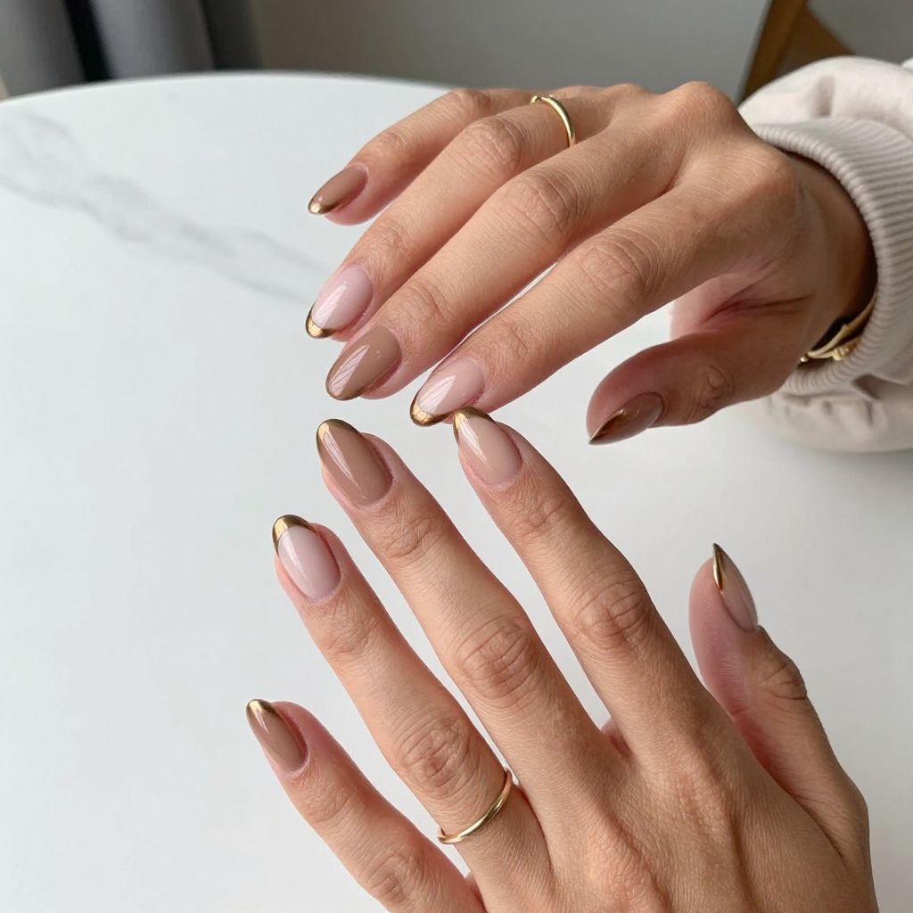 Bronze Metallic French Tips