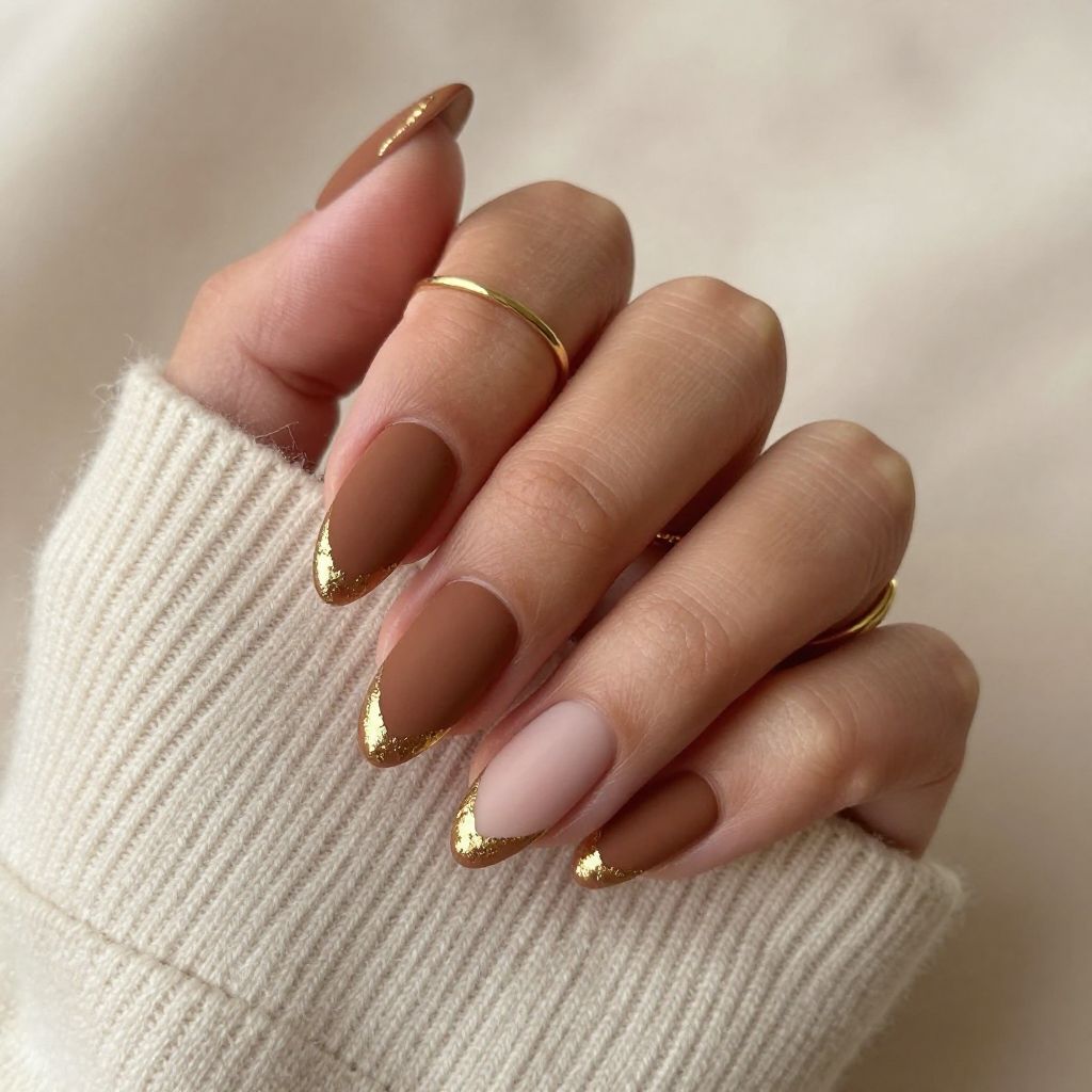 Burnt Sienna Matte with Gold Leaf French Detail