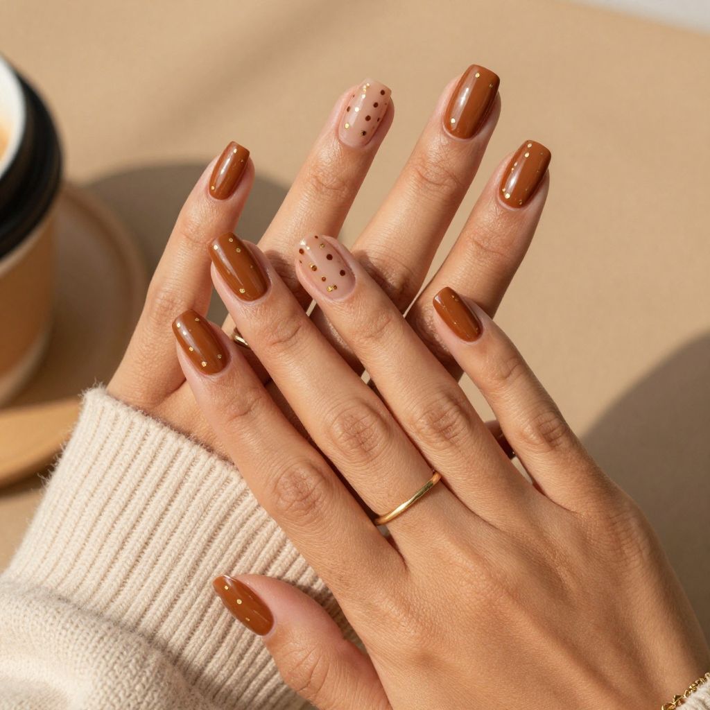 Glossy Caramel and Gold Dot Art