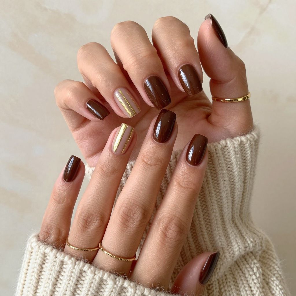 Deep Brown and Gold Foil Streaks