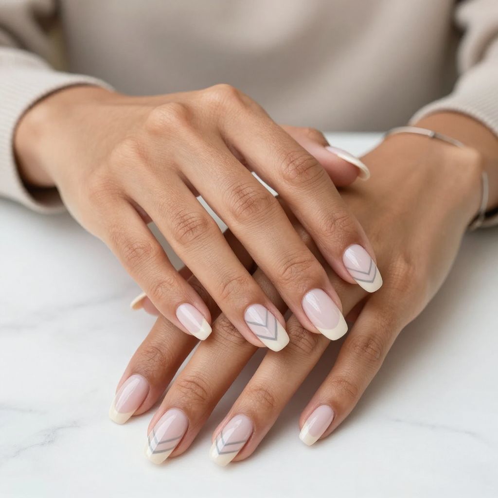 Bubble Bath Nails with Subtle Chevron Lines