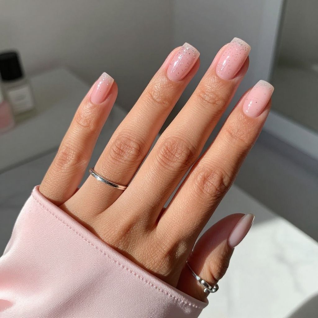 Bubble Bath Jelly Nails with Subtle Glitter