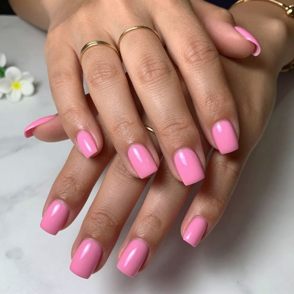 Glossy Bubble Gum Square Tips