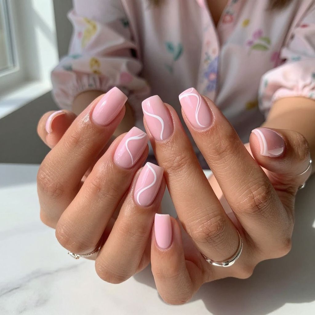 Bubble Gum Pink with White Swirls