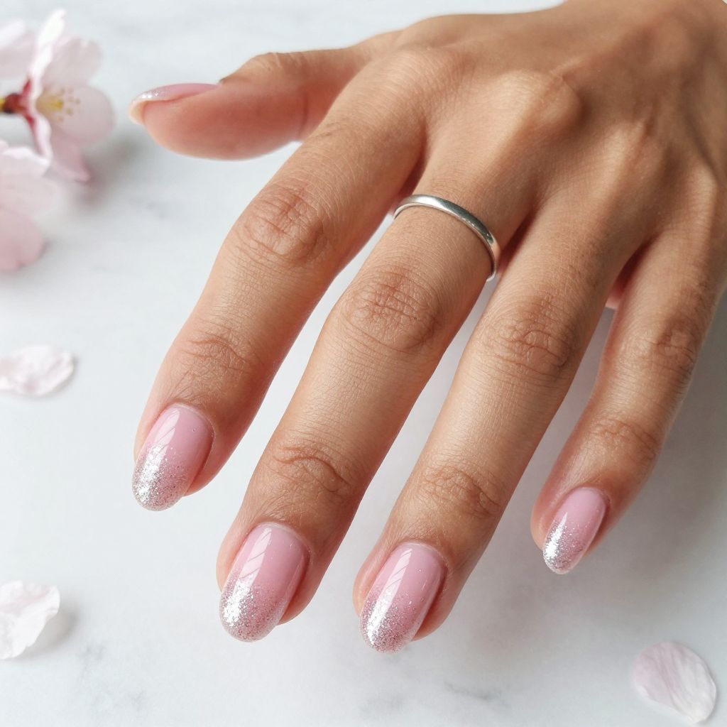Sparkled Baby Pink Tips