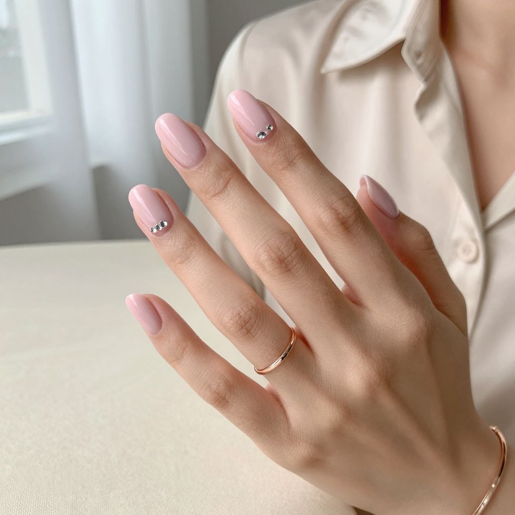 Soft Blush With Rhinestone Sparkle