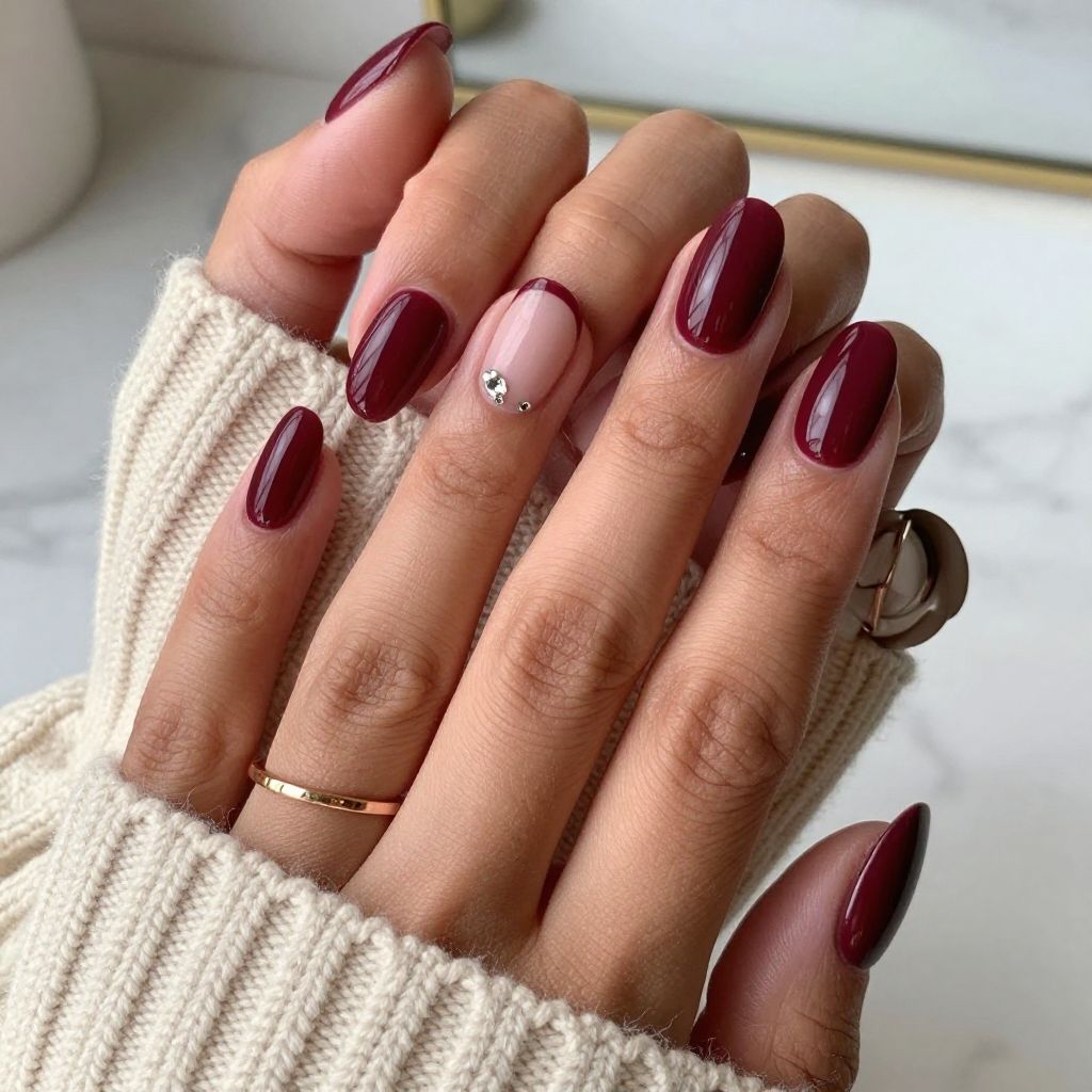 Burgundy with Tiny Crystal Accents
