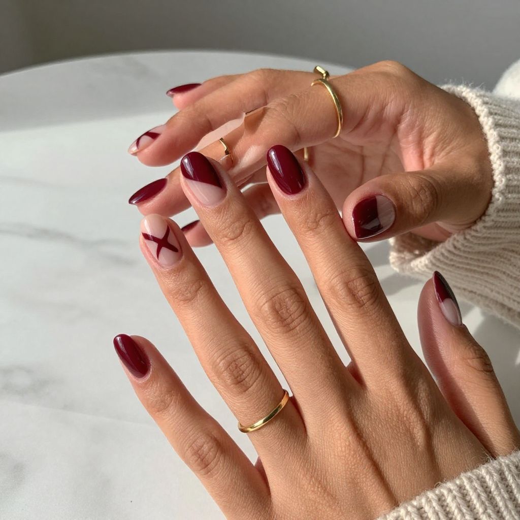Burgundy Negative Space Art