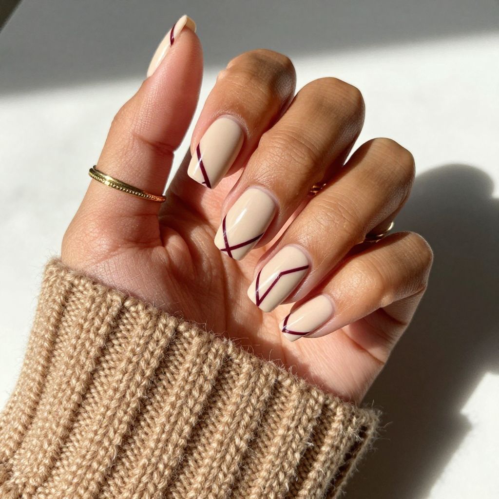 Burgundy and Beige Geometric Lines