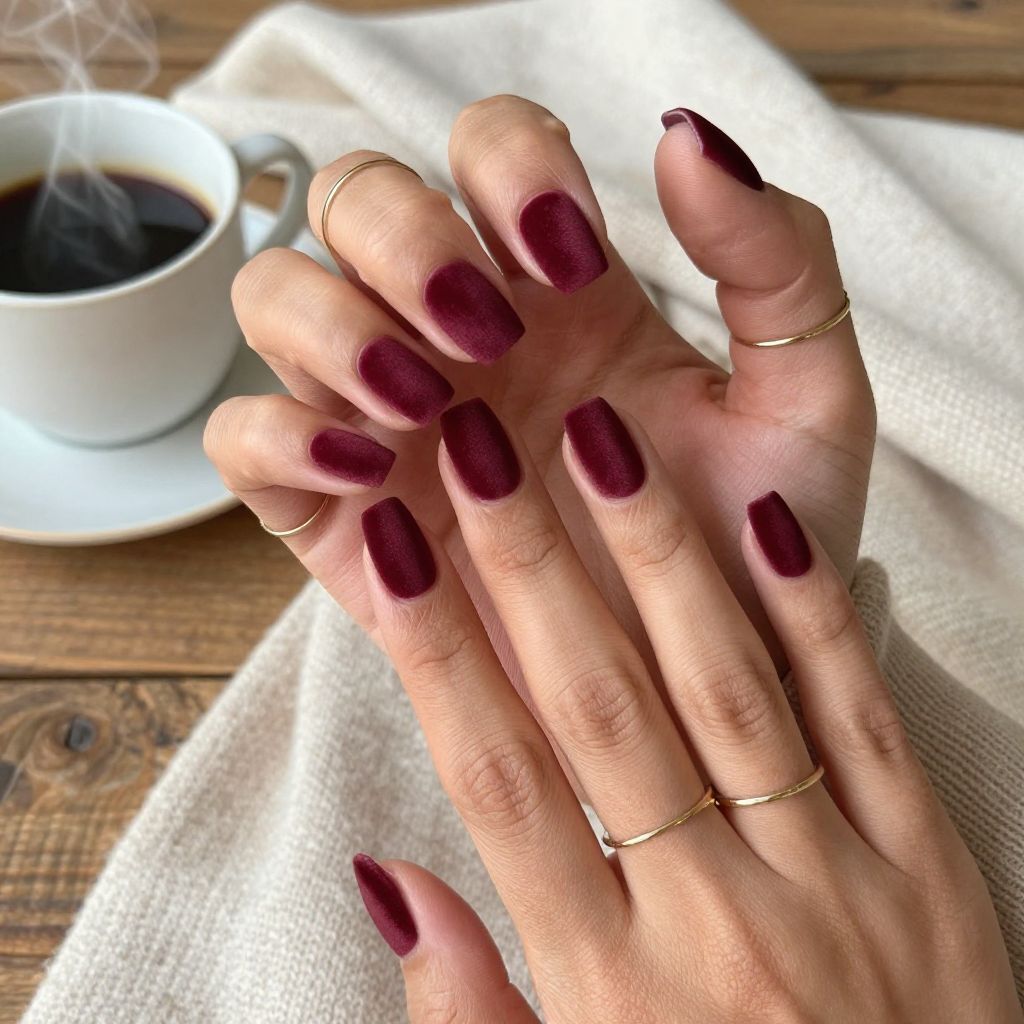 Burgundy Velvet Suede Finish