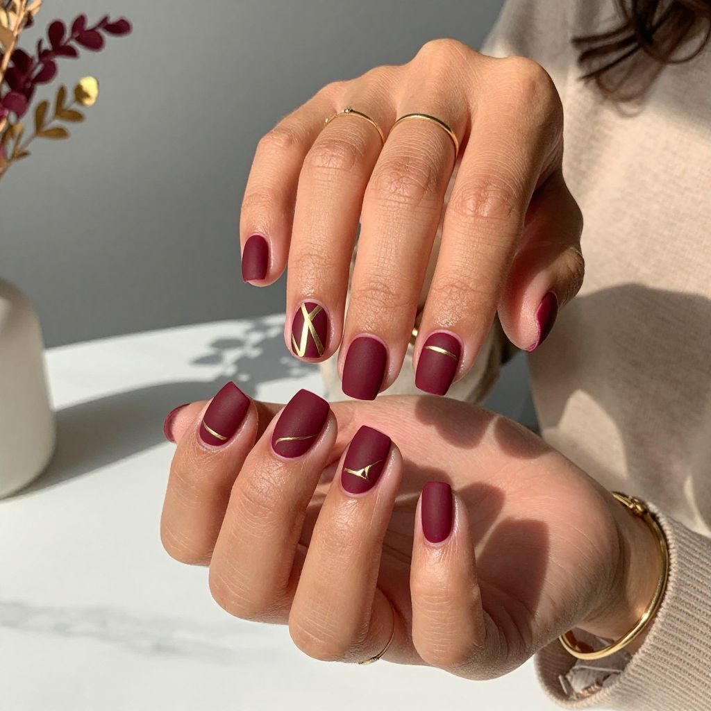 Burgundy and Gold Geometric Patterns