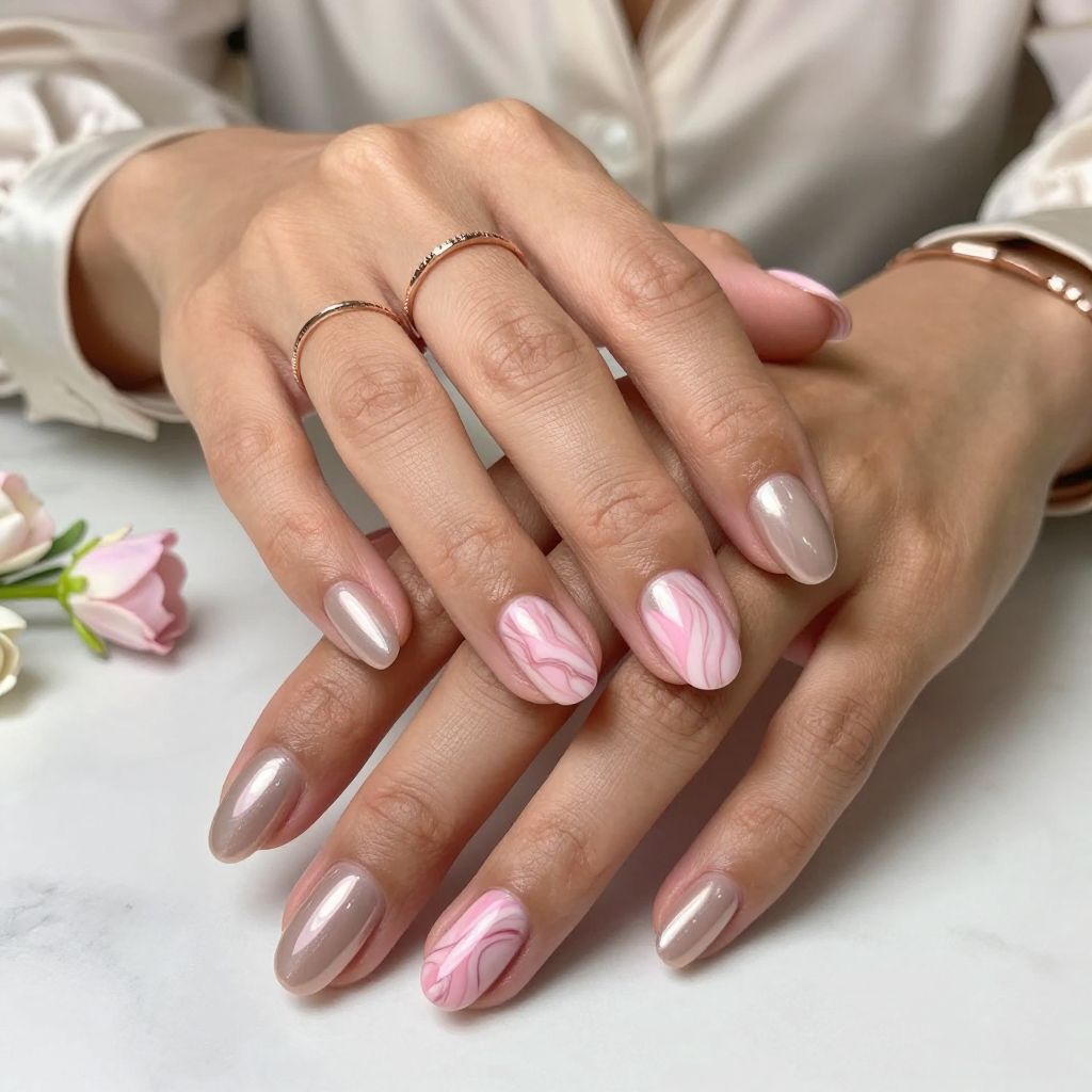 Champagne Chrome with Soft Pink Marble