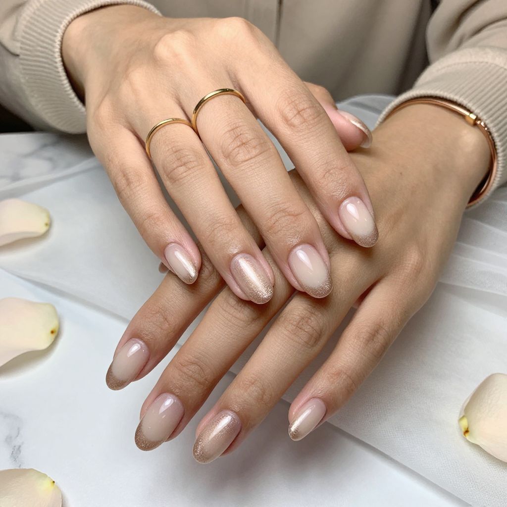 Soft Gradient Champagne Chrome with Rose Gold Shimmer