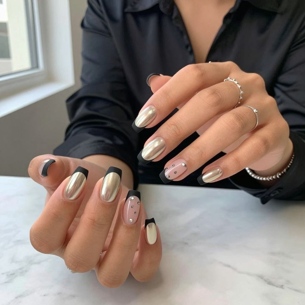 Bold Champagne Chrome with Matte Black Tips