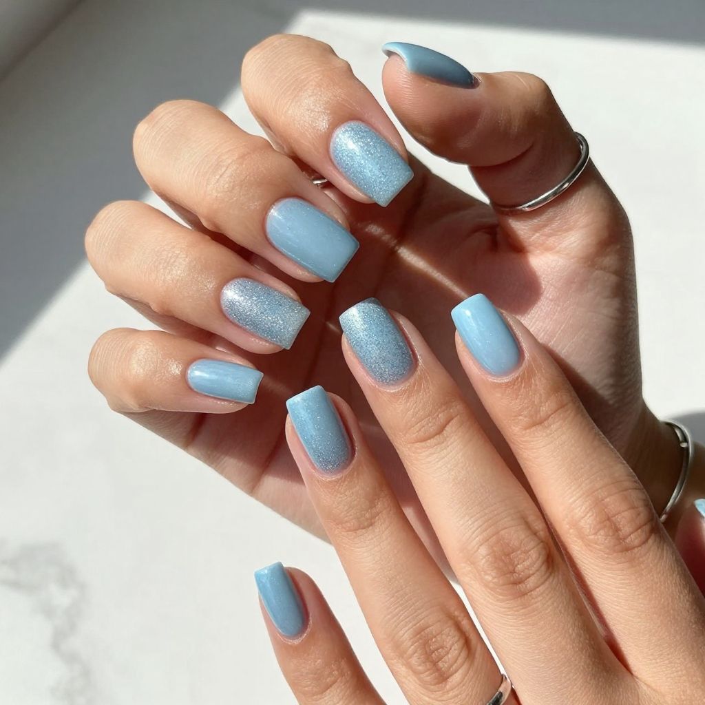 Light Blue & Silver Glitter Ombre