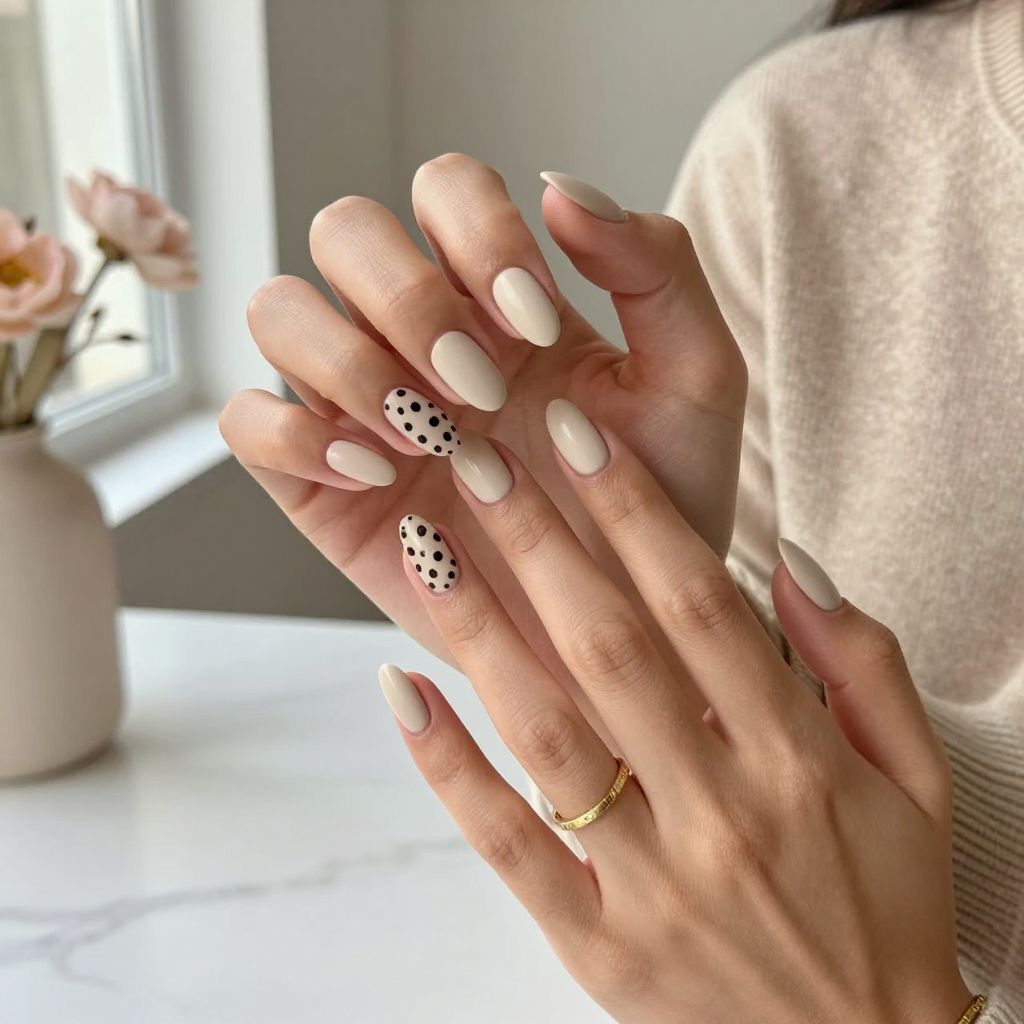 Minimalist Spots on Nude Canvas