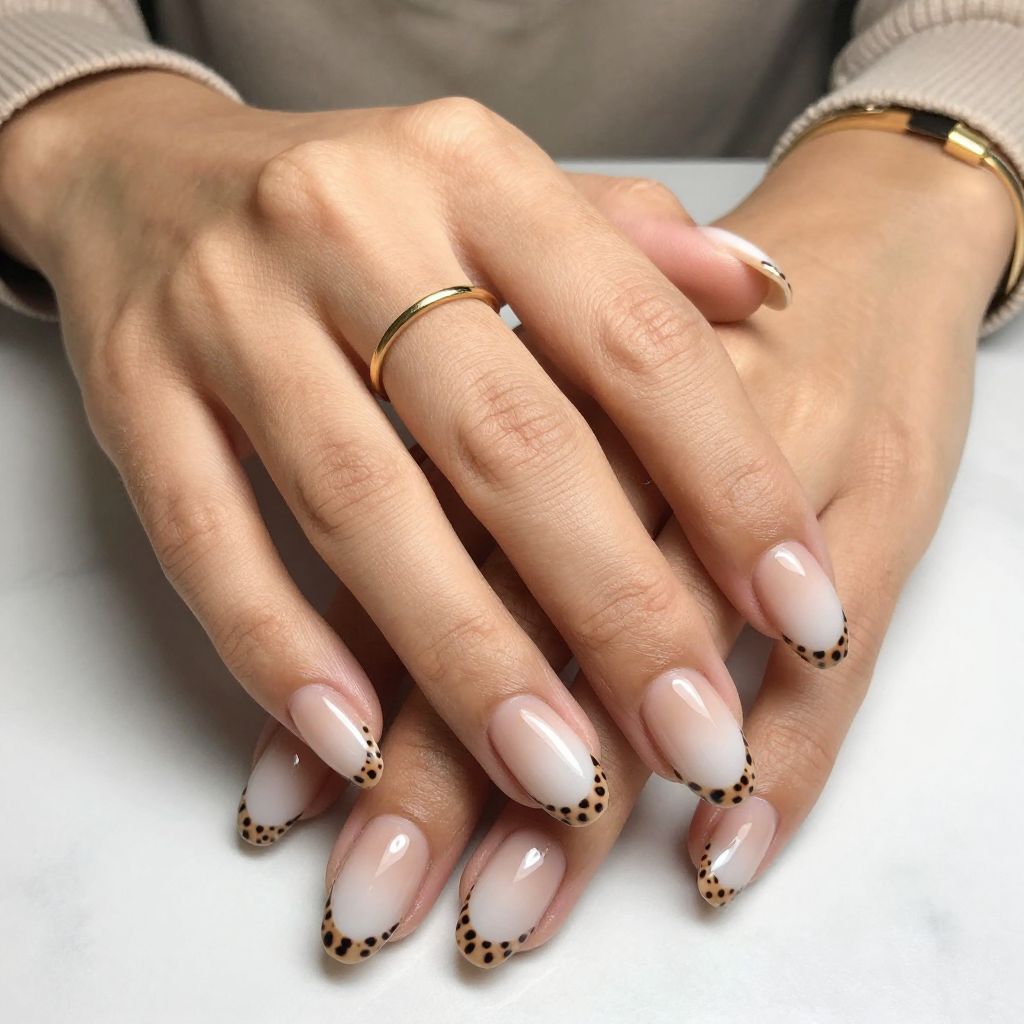 Nude Gradient with Cheetah Tips