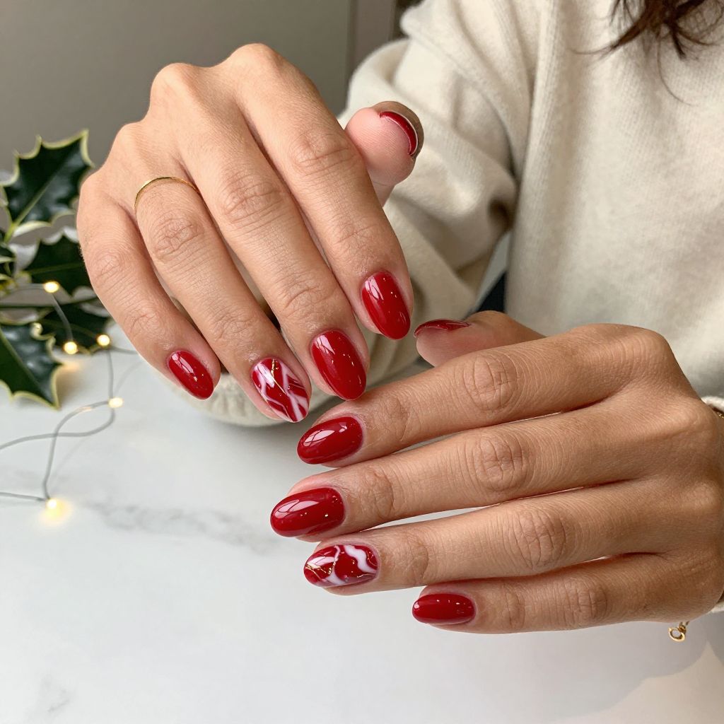 Glossy Red Marbled Elegance