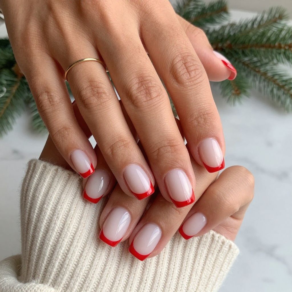 Festive Red French Tips