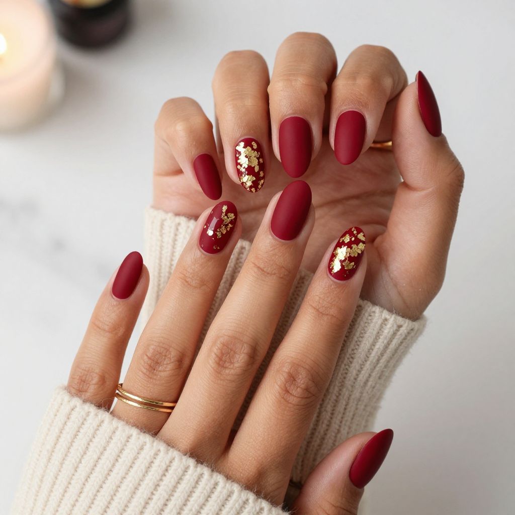 Matte Red With Gold Leaf
