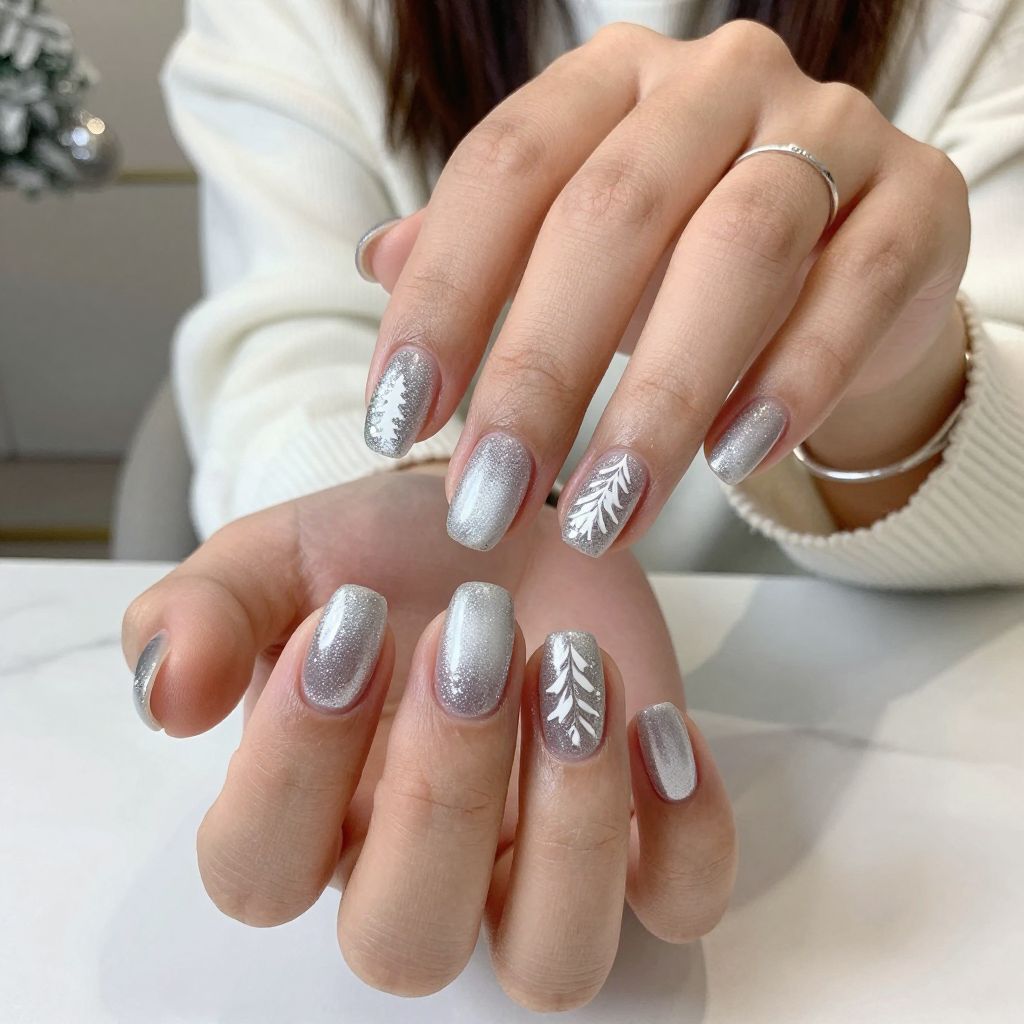 Frosted Silver Glittered Trees
