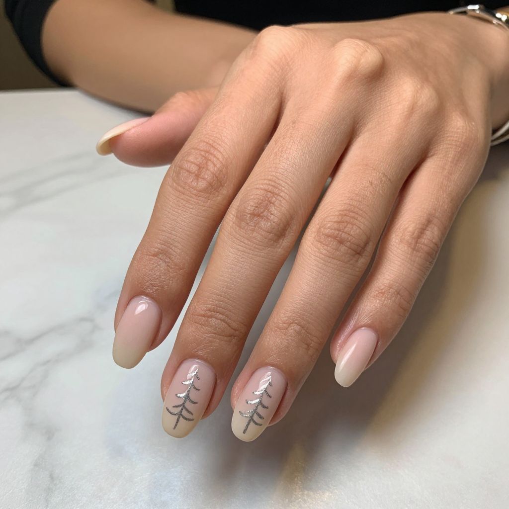 Elegant Nude Tree with Silver Outline