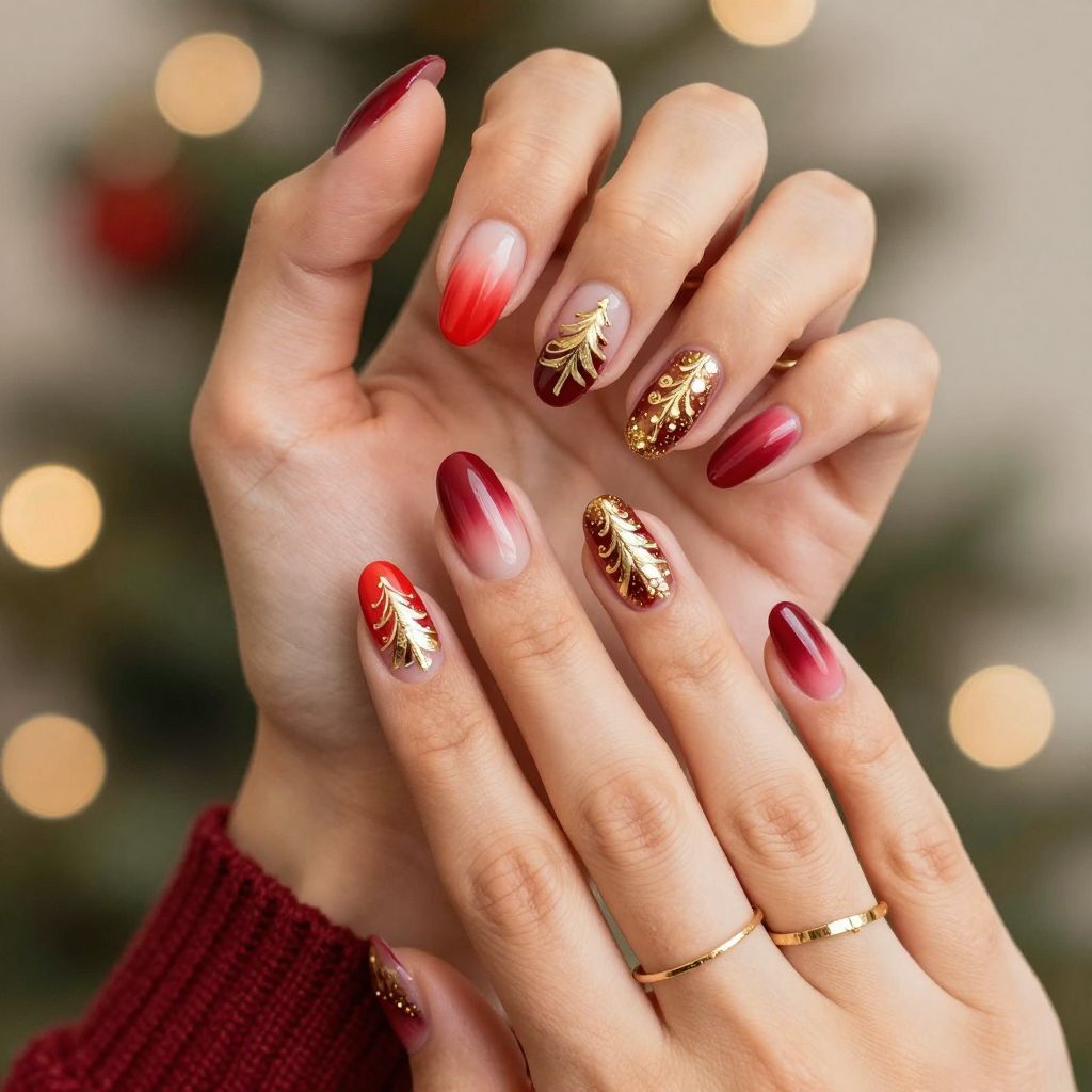 Classic Red Tree with Gold Garland