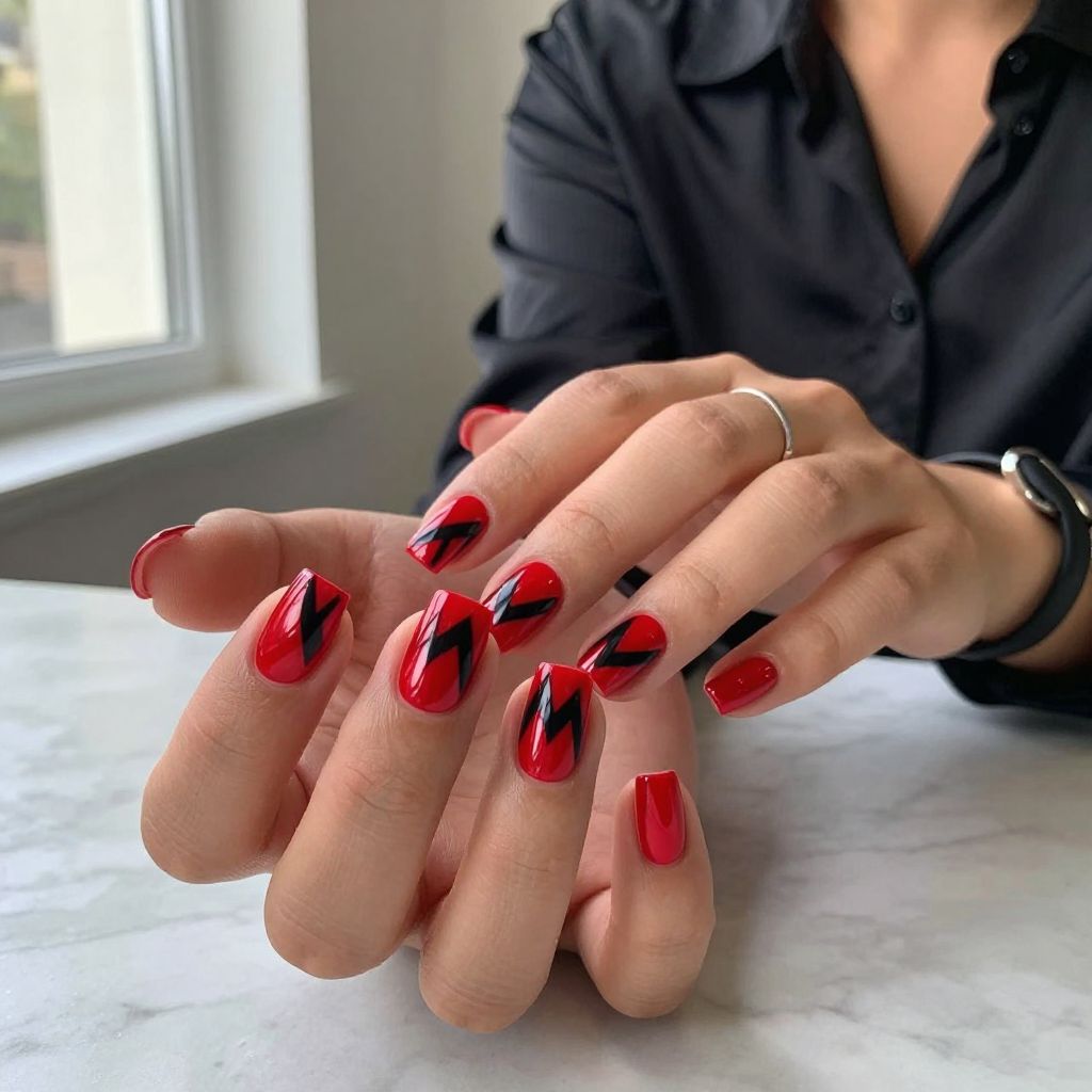 Vibrant Red Chrome with Matte Black Chevron