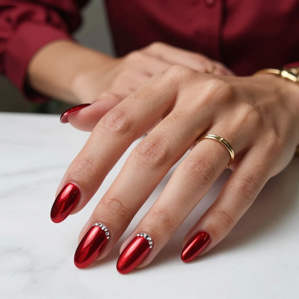 Scarlet Chrome with Clear Crystal Embellishments