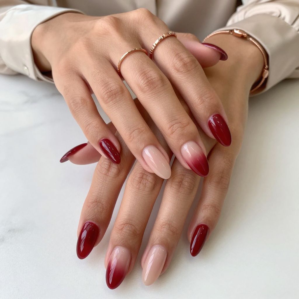 Gradient Cherry Chrome to Nude Fade