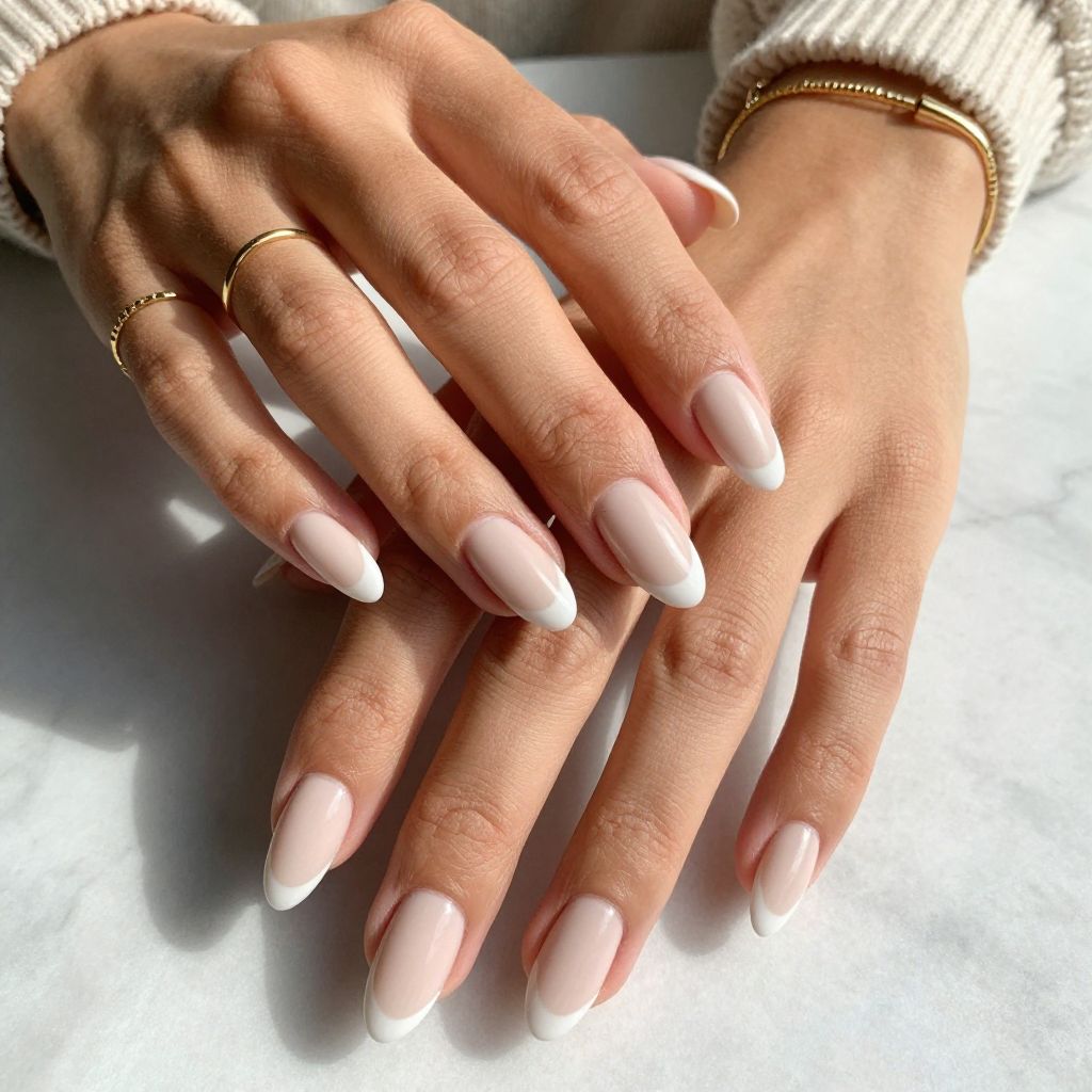 Matte Nude and Glossy White Tips