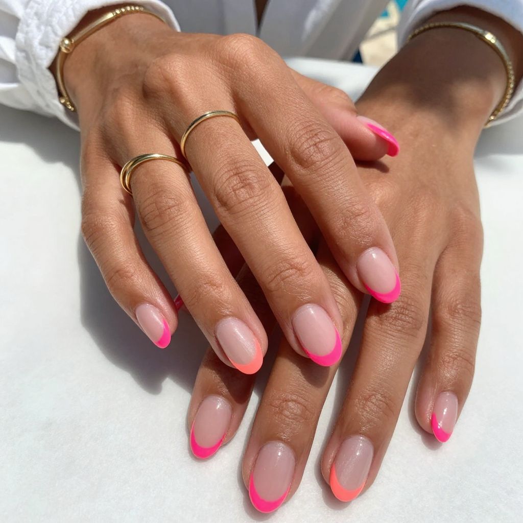 Neon-Tipped French Nails