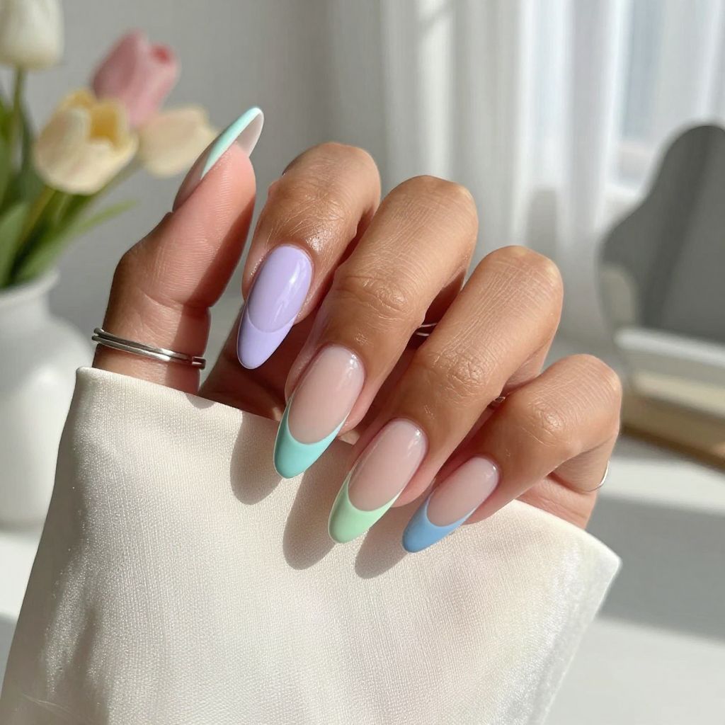 Reverse French Tips in Pastels