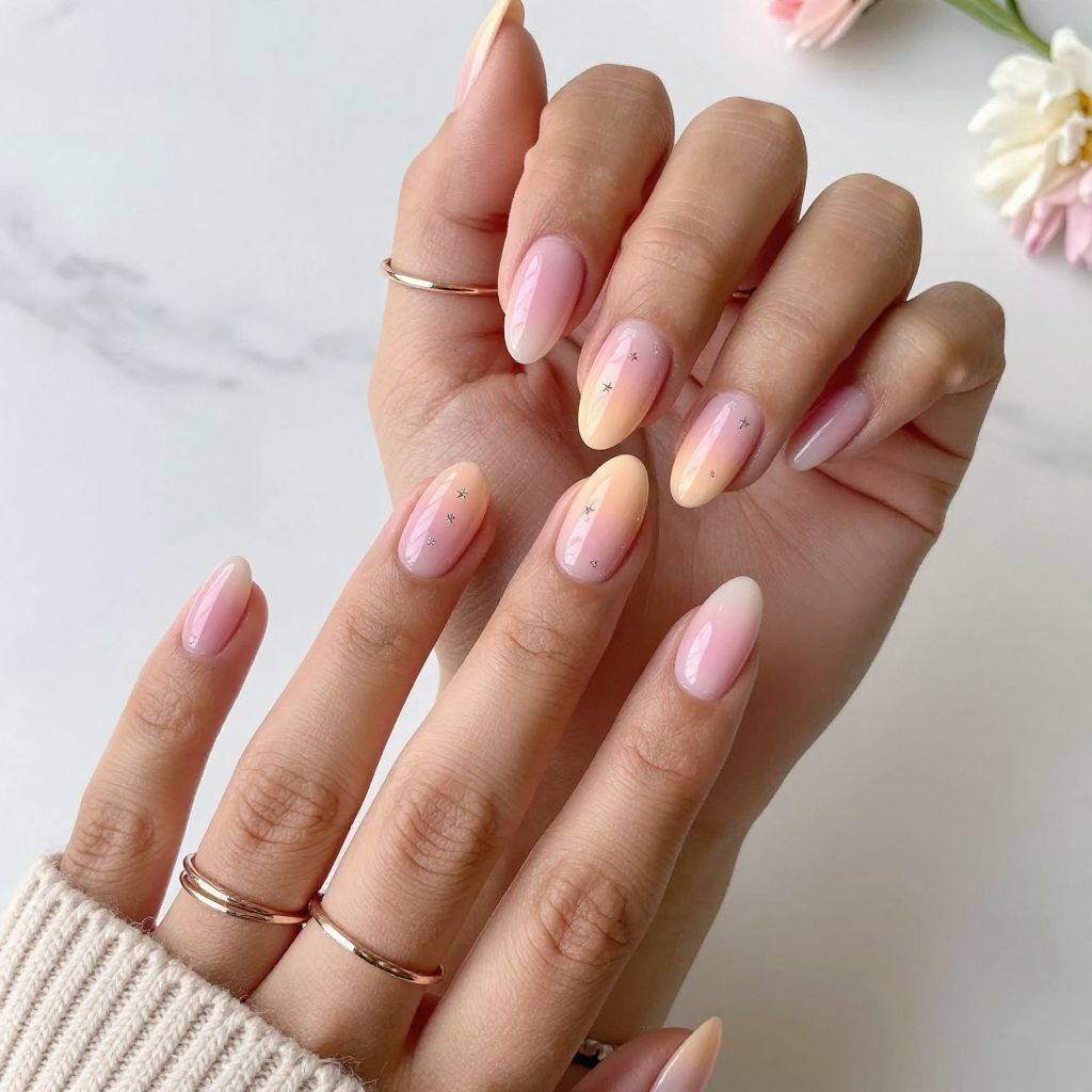 Dreamy Aurora Ombre with Star Accents