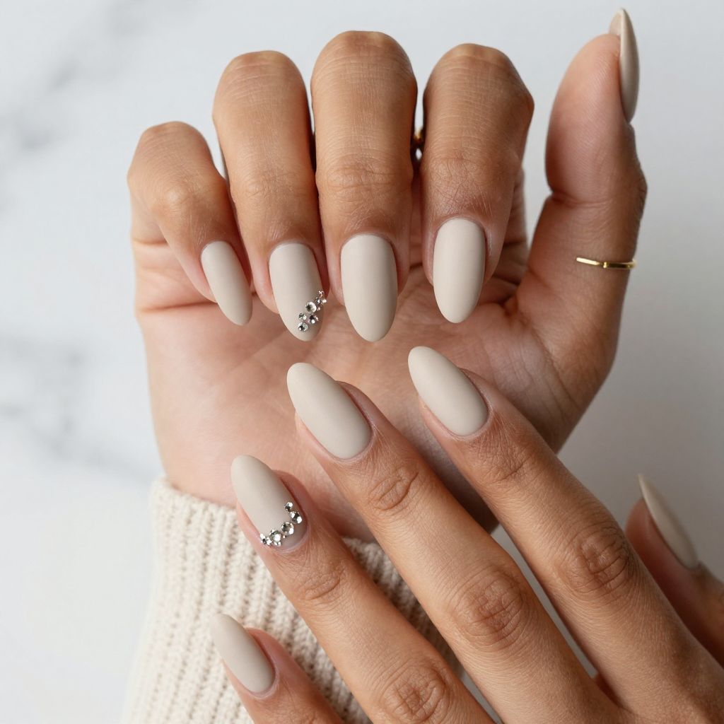 Frosted Beige Almonds with Crystal Accents