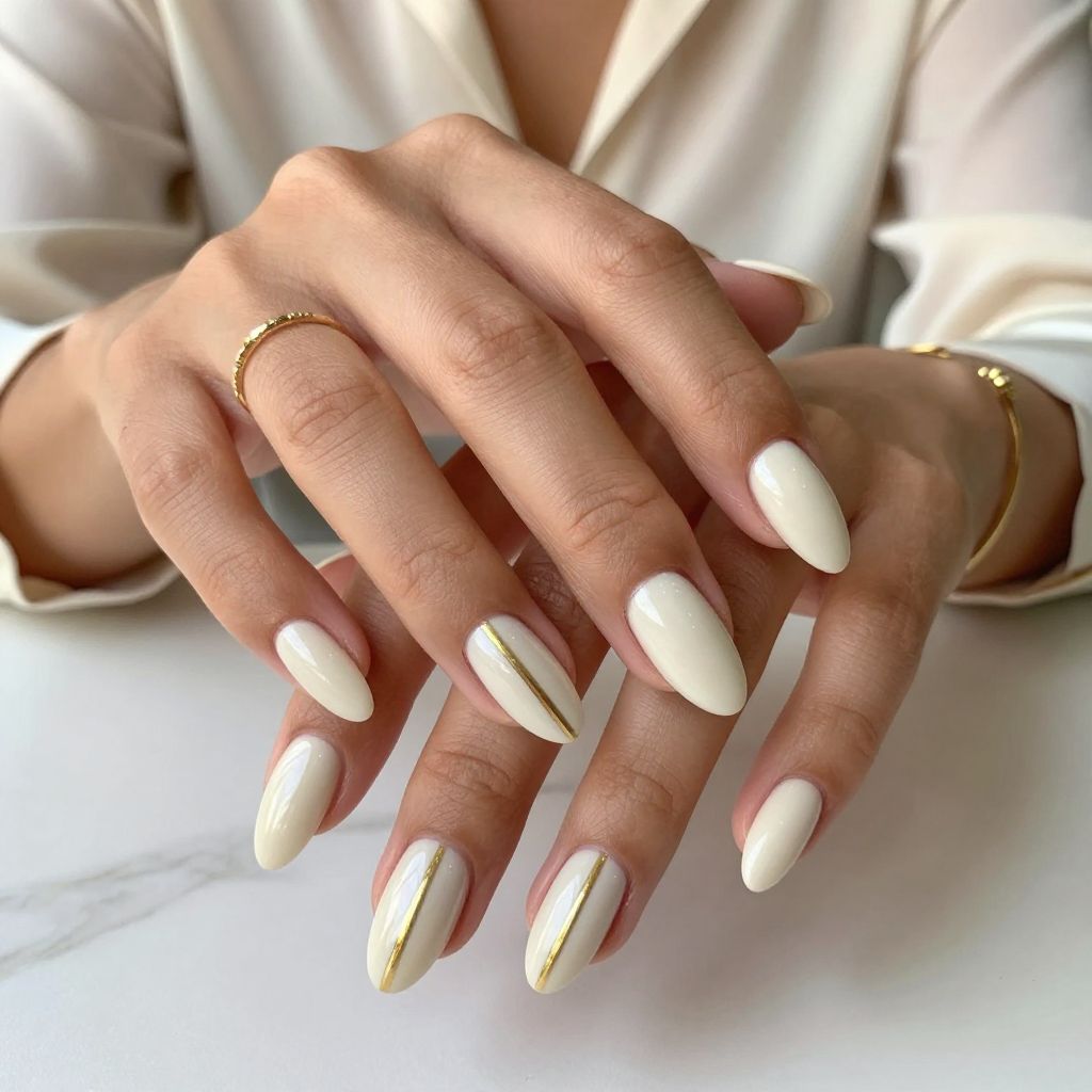 Ivory Almonds with Gold Minimalist Stripes