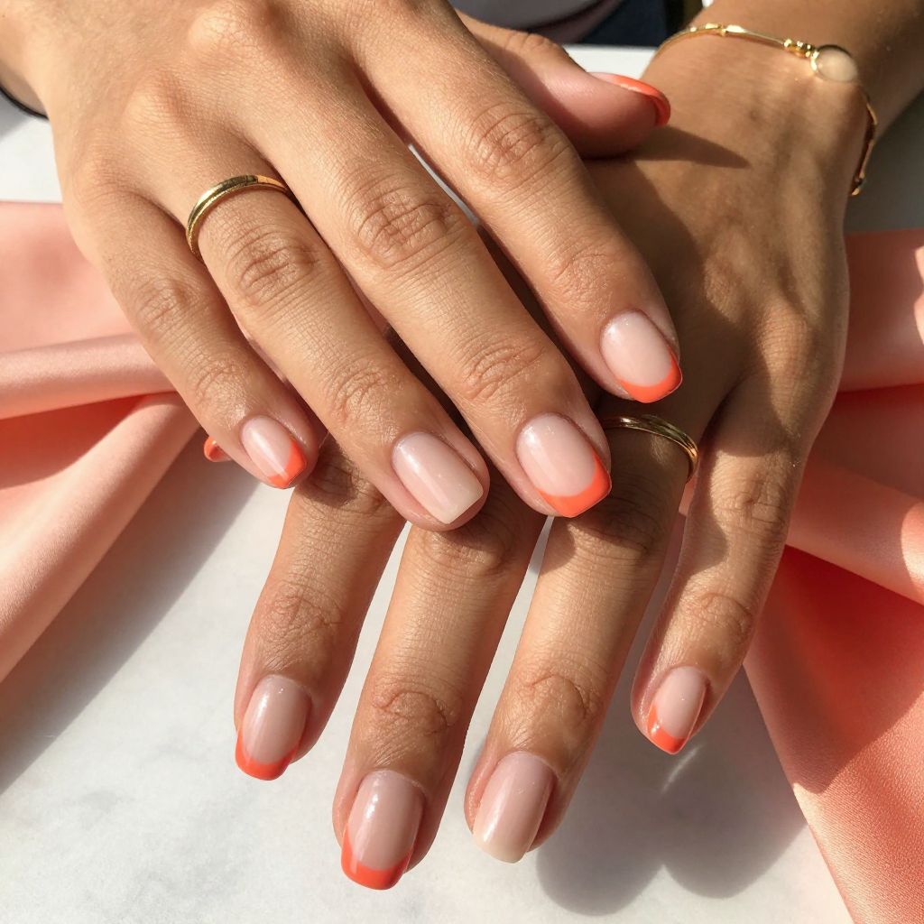 Soft Coral Tips with Glossy Nude Base
