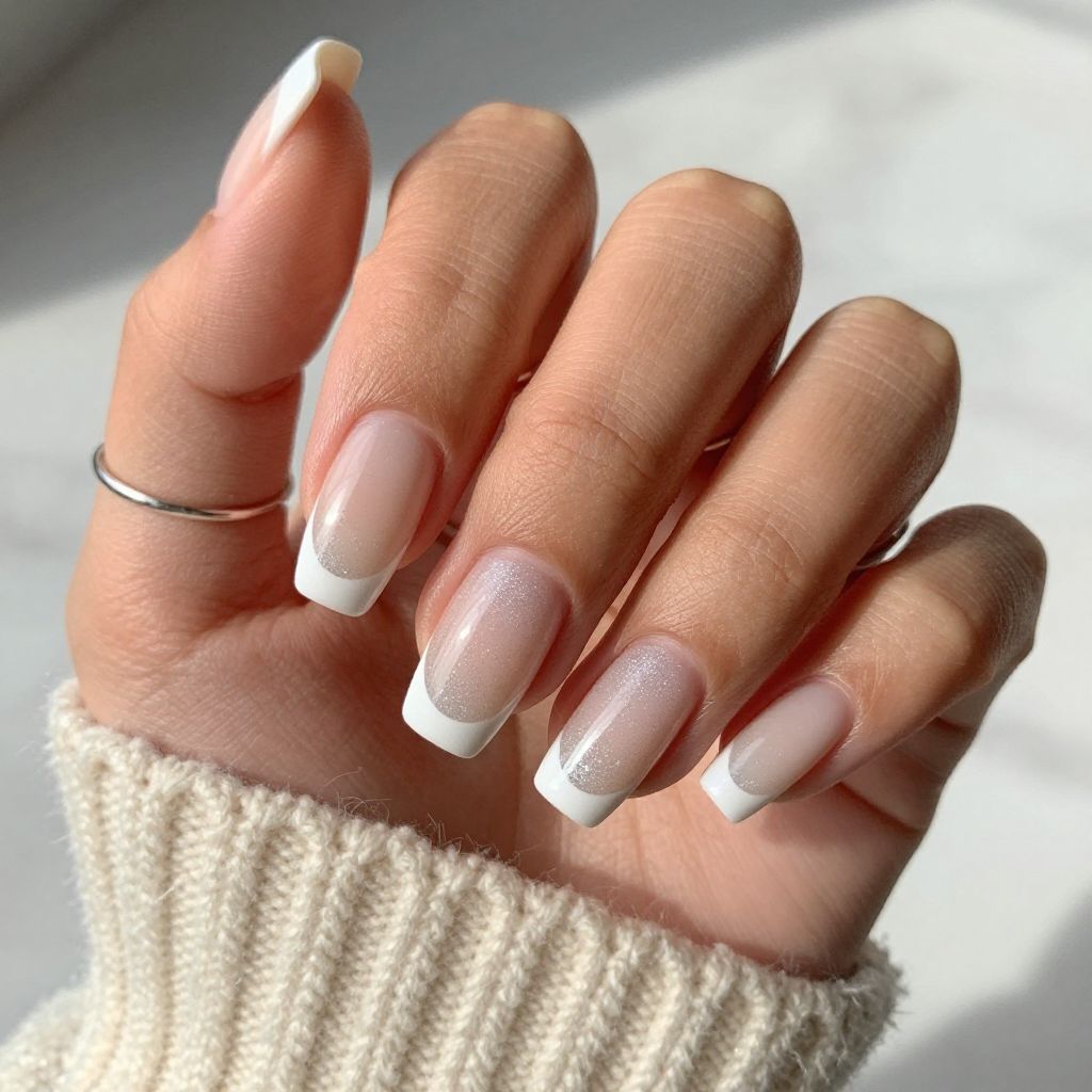 Subtle Glitter Fade French Tips