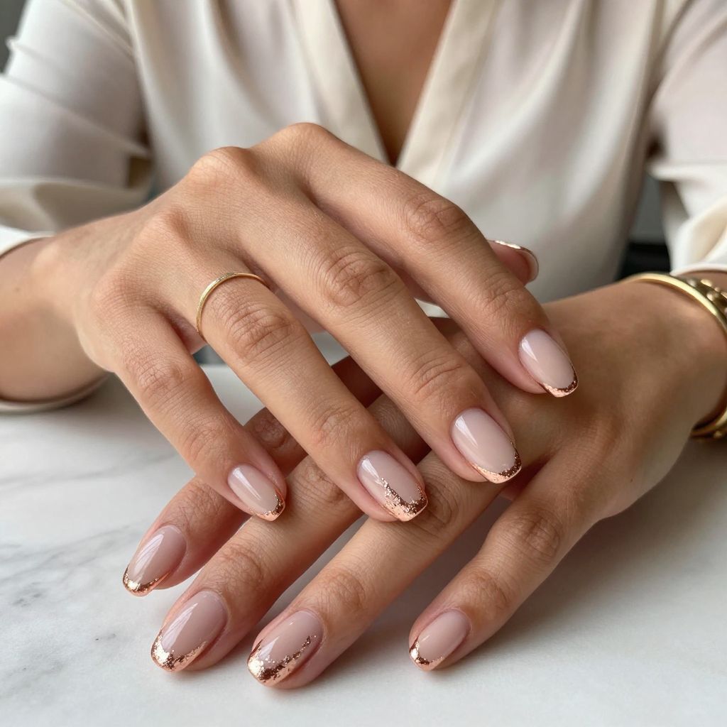 Rose Gold Foil French Tips