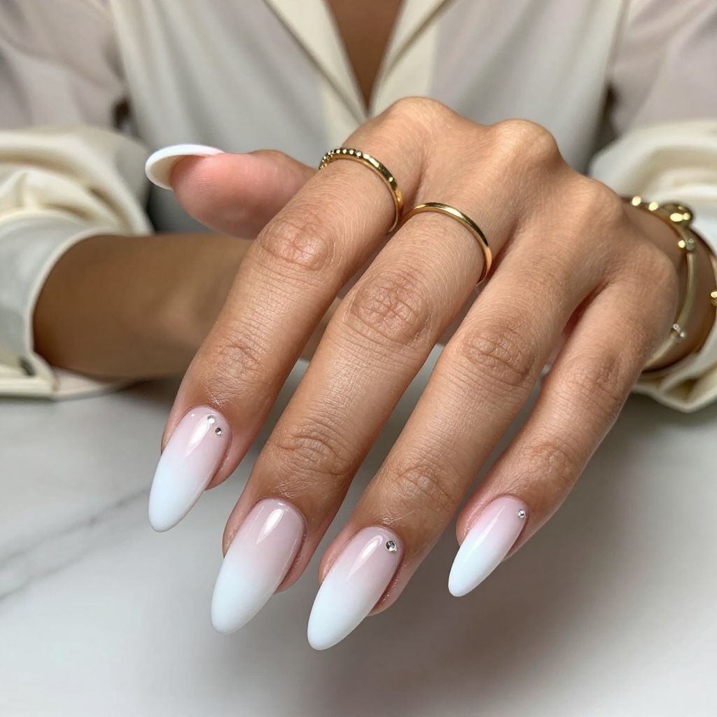 Classic White Fade with Crystal Accents