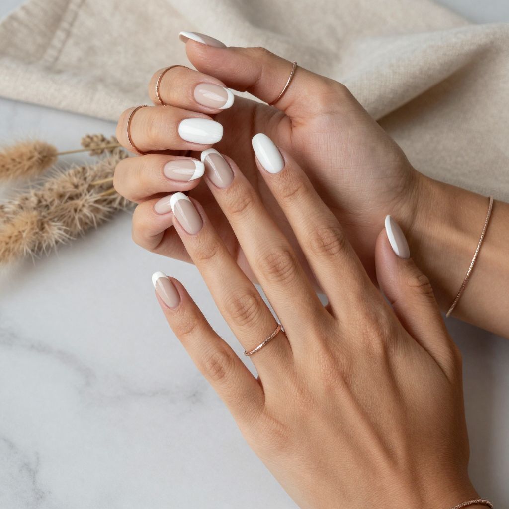 Textured White Tips with Matte and Gloss Mix