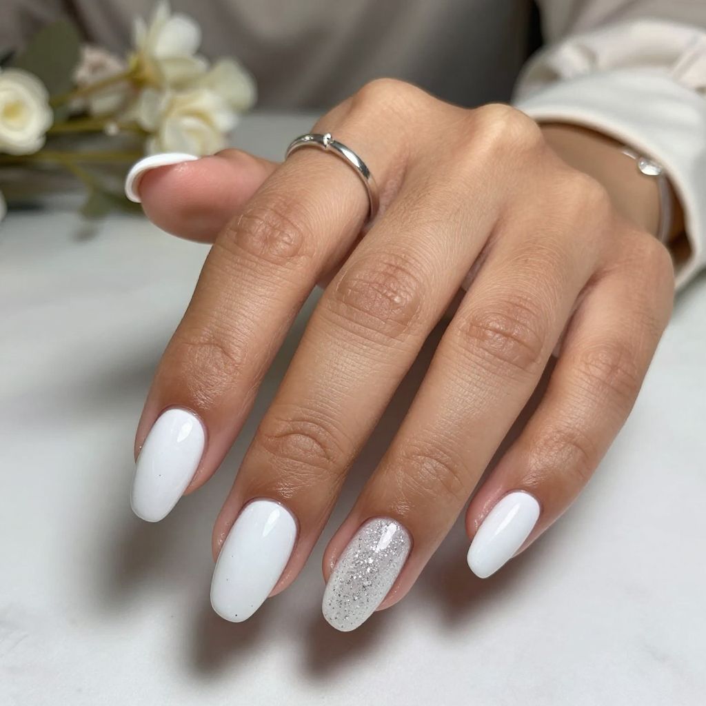 Glitter-Infused White Tips