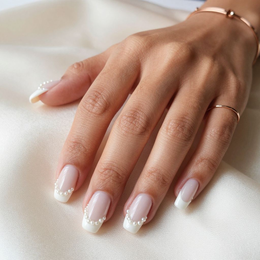 Pearl-Embellished White Tips