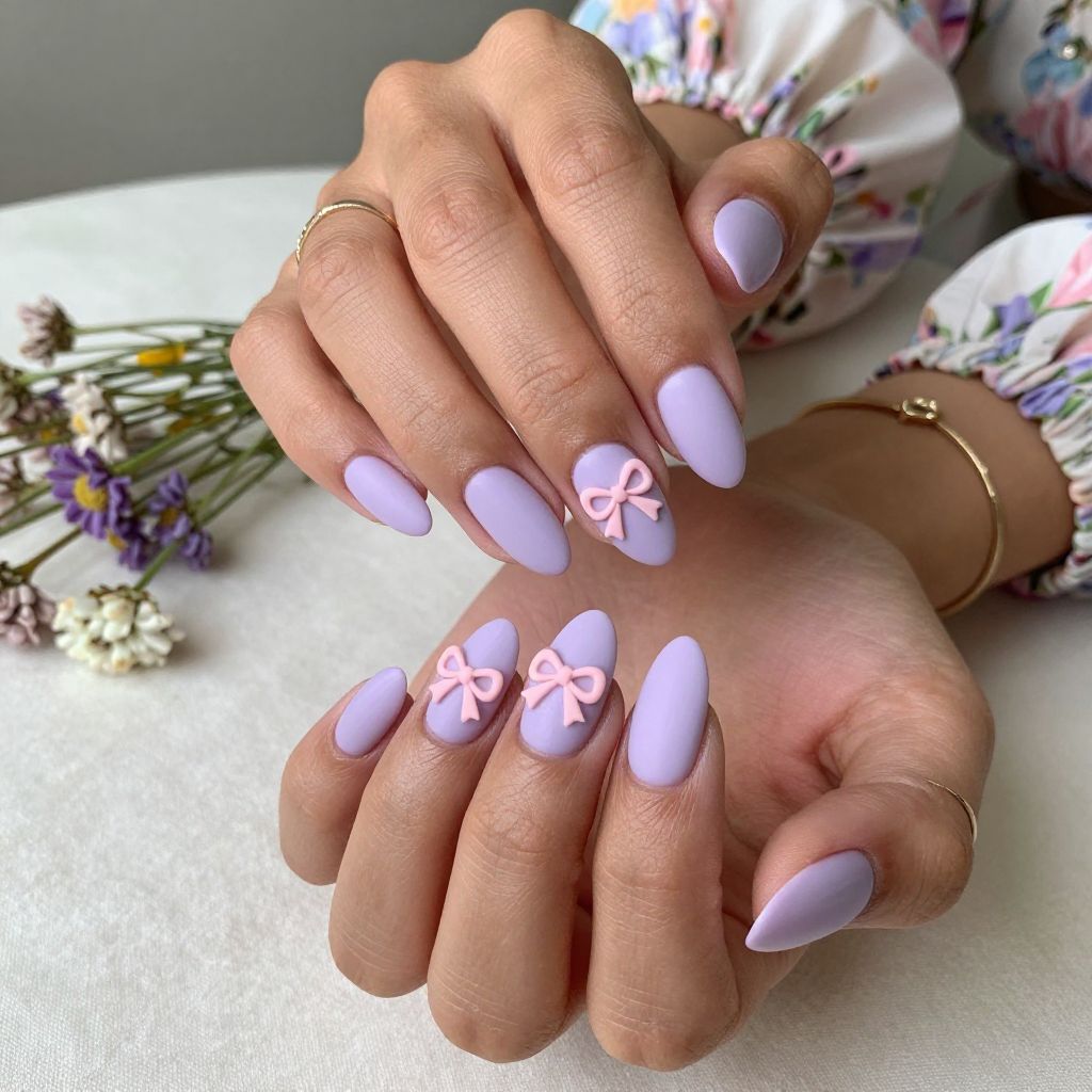 Lilac Pastel with Soft Pink Bow Embossing