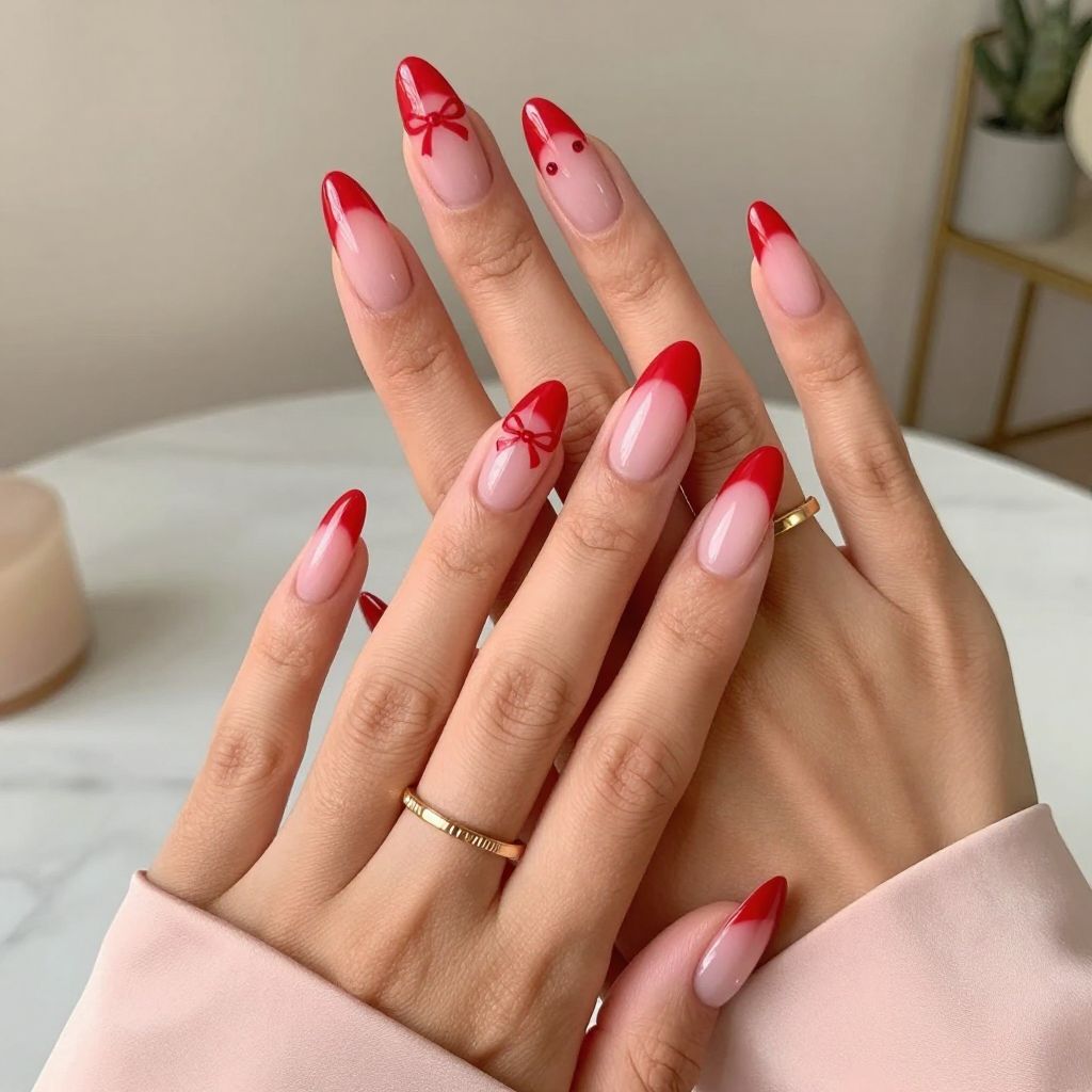 Cherry Red Ombre Bow Fantasy