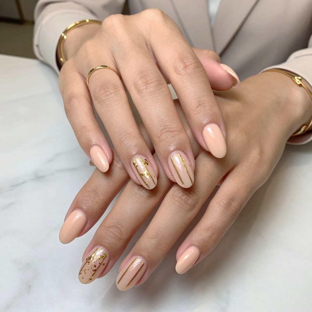 Soft Peach with Chrome Gold Stripes