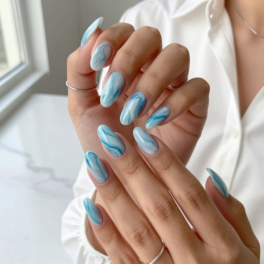 Soft Blue Marble Swirls