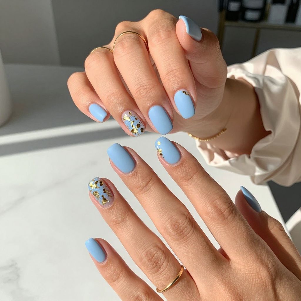 Light Blue Matte with Gold Foil