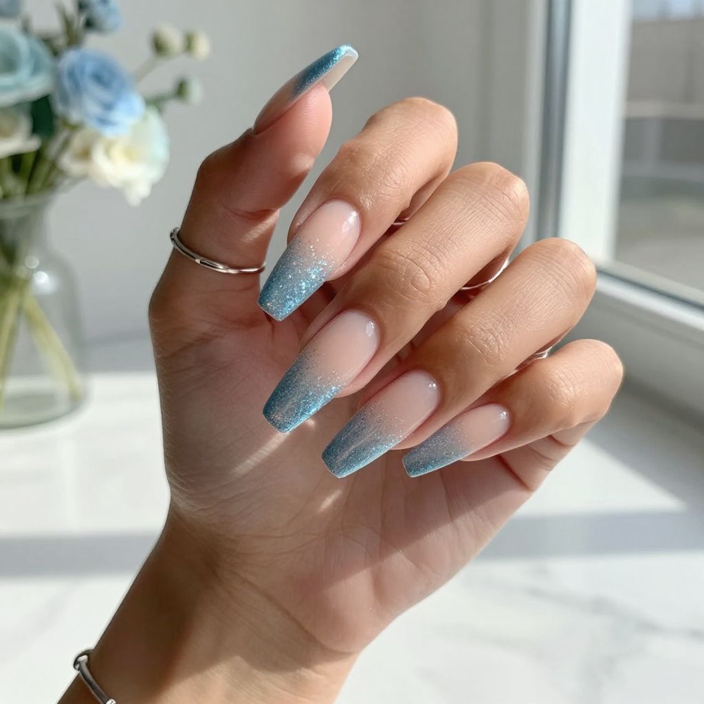 Sparkling Blue Glitter Gradient