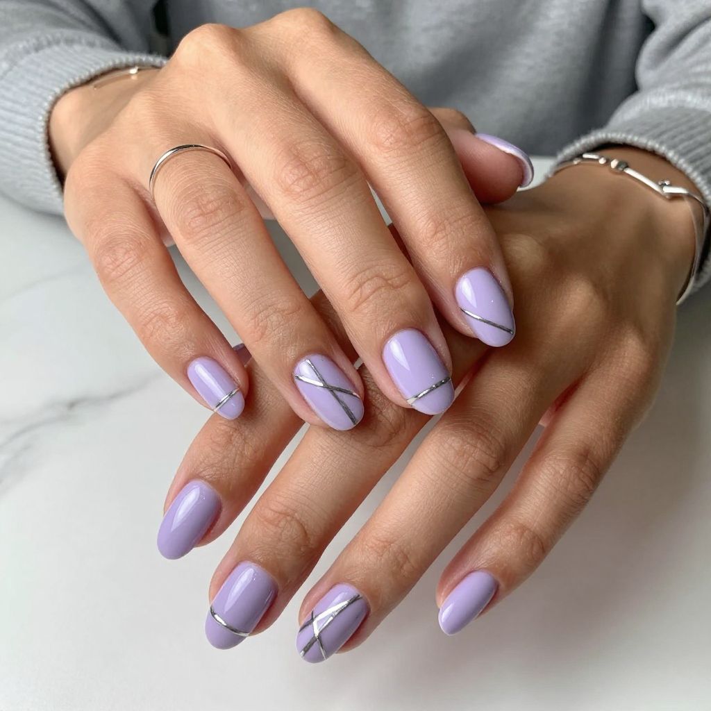 Light Purple with Silver Stripes